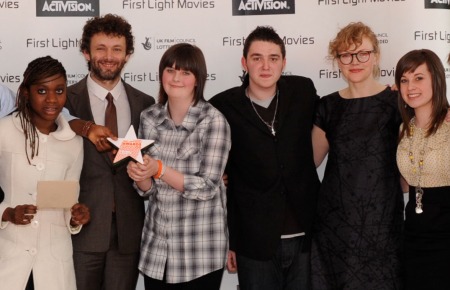 Michael Sheen and Maxine Peake presented the young filmmakers from 'Not Cricket' with their Best Screenplay Award